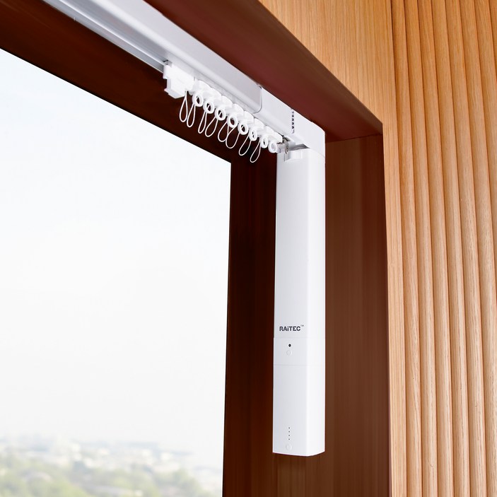 RAiTEC nuguna 프리미엄 스마트 전동커튼 레일 세트 방문설치, 화이트리모컨