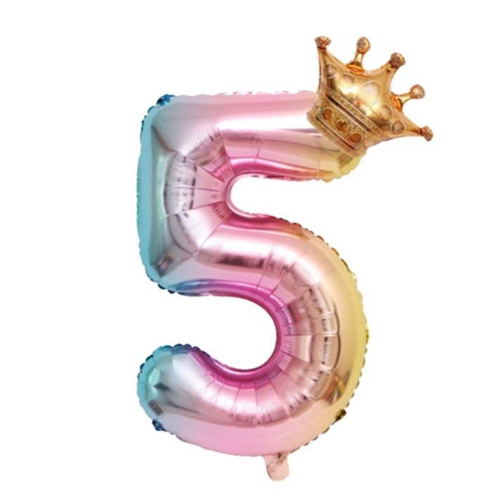 생일숫자풍선 올어바웃하나 대형 왕관 숫자 풍선 5, 골드 핑크, 1개