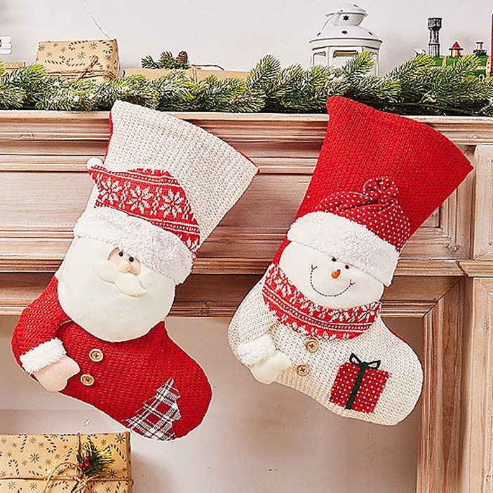 크리스마스 대형 산타 눈사람 양말 선물 주머니 오너먼트 장식소품, 산타, 1개