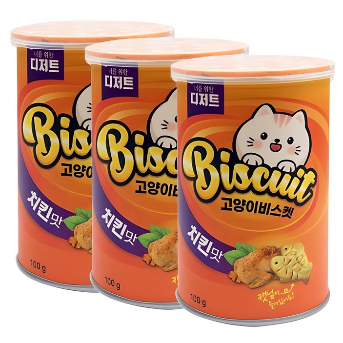 너를위한디저트 고양이 비스켓, 치킨맛, 100g, 3개
