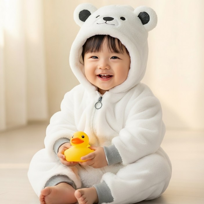 몽실이 베어 보아퍼 방한 우주복 아동 유아용 겨울 외출복
