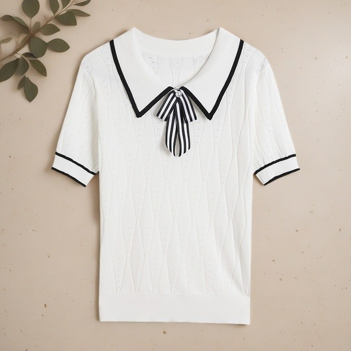 여성 실크 니트 반팔 티셔츠 여름쿨니트