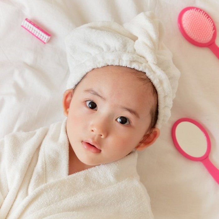 디어딜리 딜리스 유아용 배쓰 터번 목욕 머리수건 S, 1개, 베이지