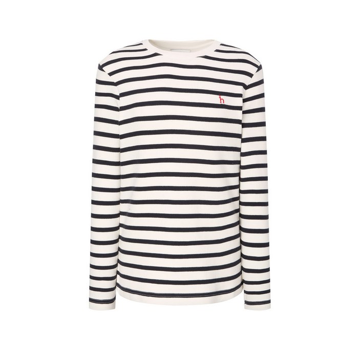 [국내매장정품]헤지스 여성 아이보리 스트라이프 면혼방 긴 소매티셔츠