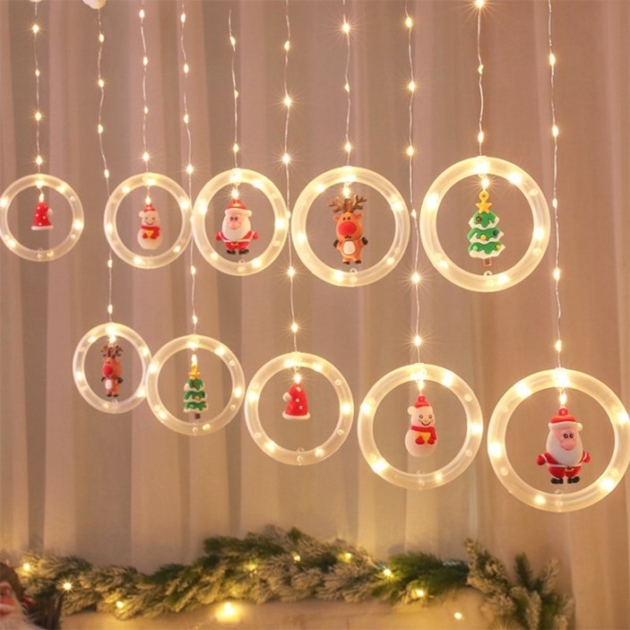 크리스마스용품 귀여운 피규어 LED USB 크리스마스 조명 전구 무드등 트리 가랜드 소품 파티 장식