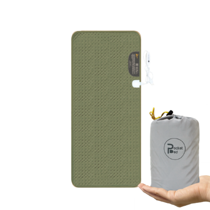 포켓배드 여행용 전기장판매트 DC-5V10W + 파우치 USB 2구, USB 2구, 40 x 100 cm