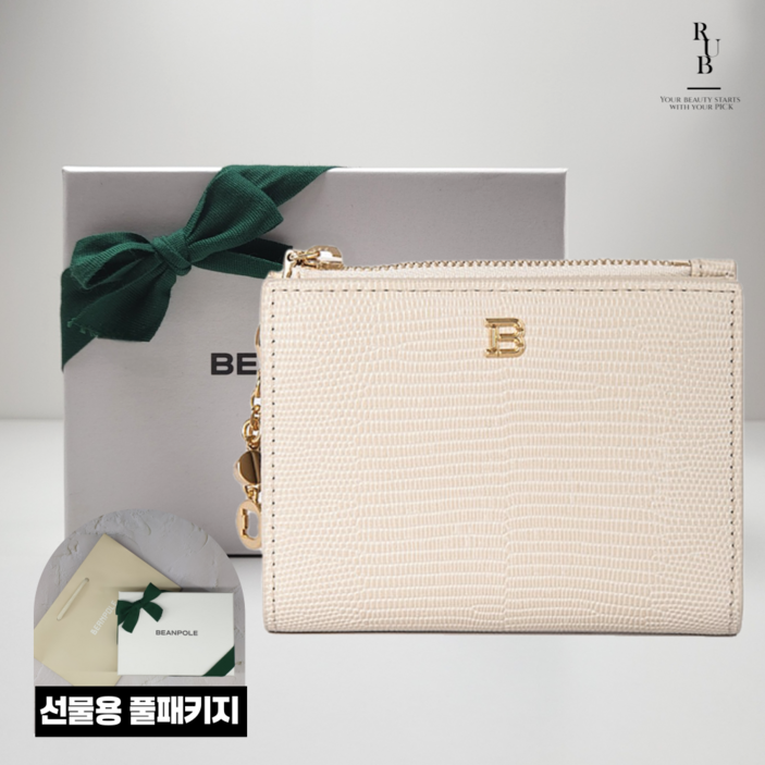 빈폴 참장식 반지갑 베이지 Smar T 탈부착 가능 선물용 풀패키지