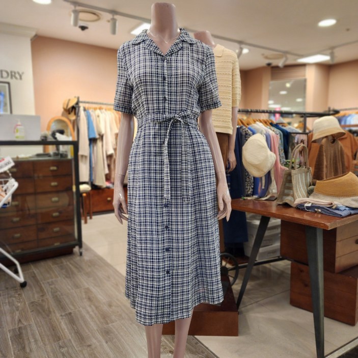 BCBG 비씨비지 여름24 티모시 체크 원피스 B4B5O691