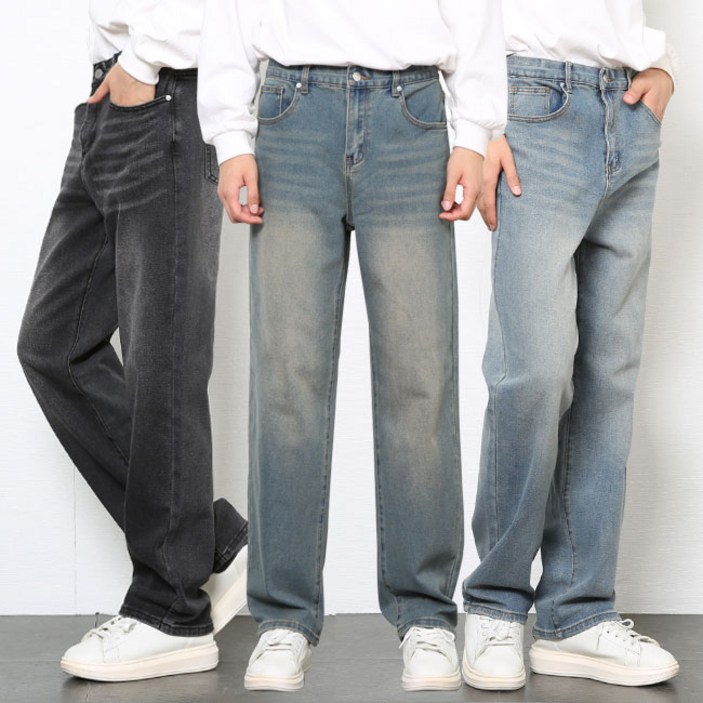남자청바지 오리지널 스트레이트 캣워싱 3컬러 데님