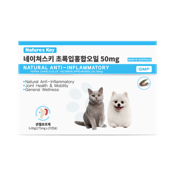 네이쳐스키 강아지 고양이 관절영양제 초록입홍합오일 50mg 25캡슐, 1개