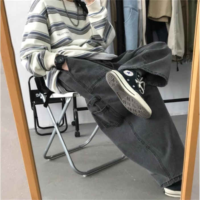 남자 카펜터 와이드 밴딩 데님팬츠 남자 카펜터 와이드 밴딩 데님팬츠