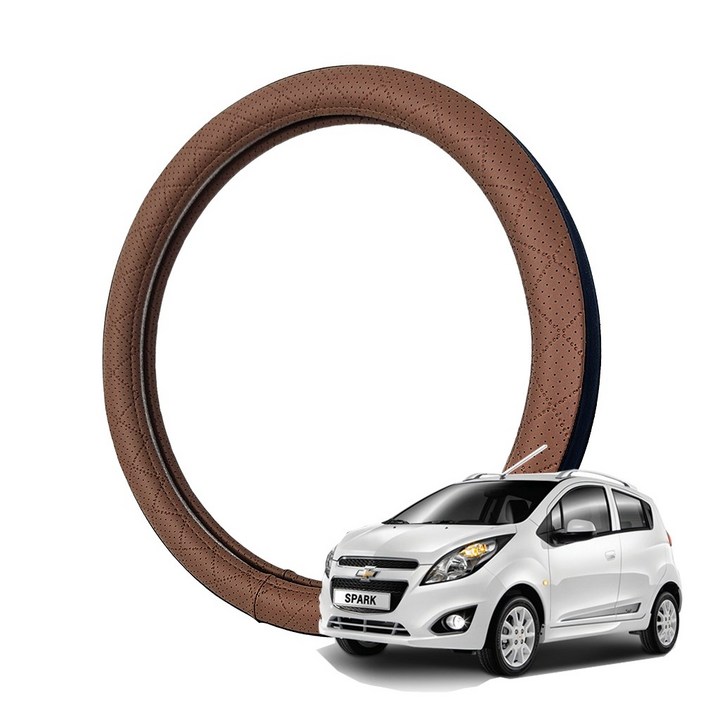 딜온 프리미엄 엠보형 타공 듀얼라인 국내생산 핸들커버, 스파크 하바나브라운