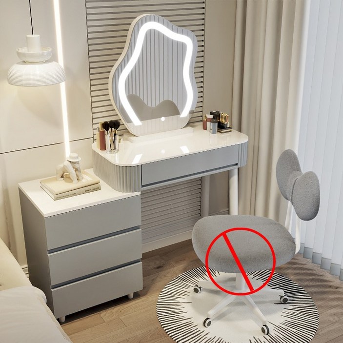 세련된 LED 조명 화장대 확장형 서랍장 수납 화장대