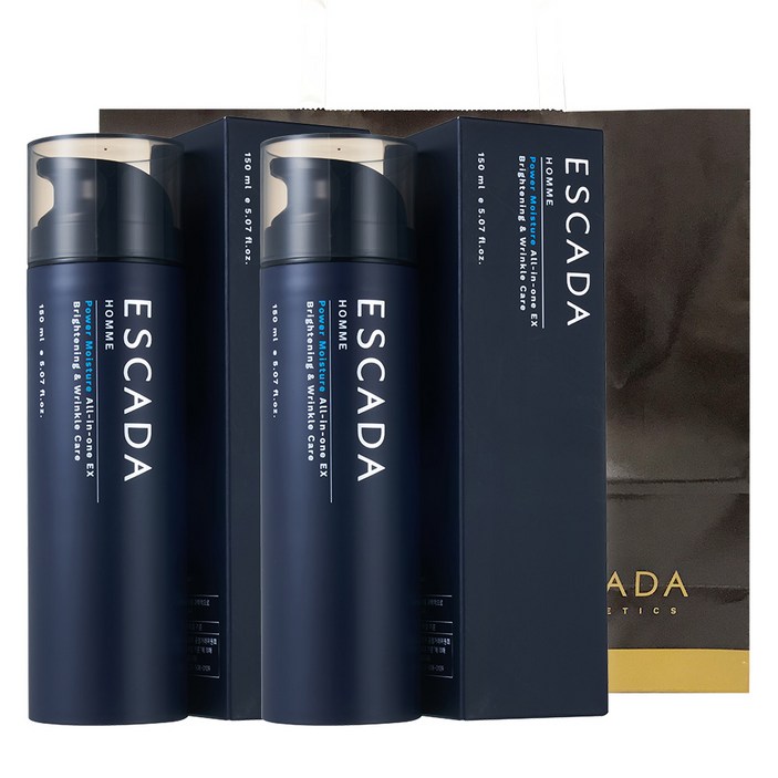 에스까다 옴므 파워 모이스춰 올인원 Ex 150ml 쇼핑백증정 남성 미백+주름+스킨+로션+에센스 올인원 화장품 대용량, 150ml, 2개
