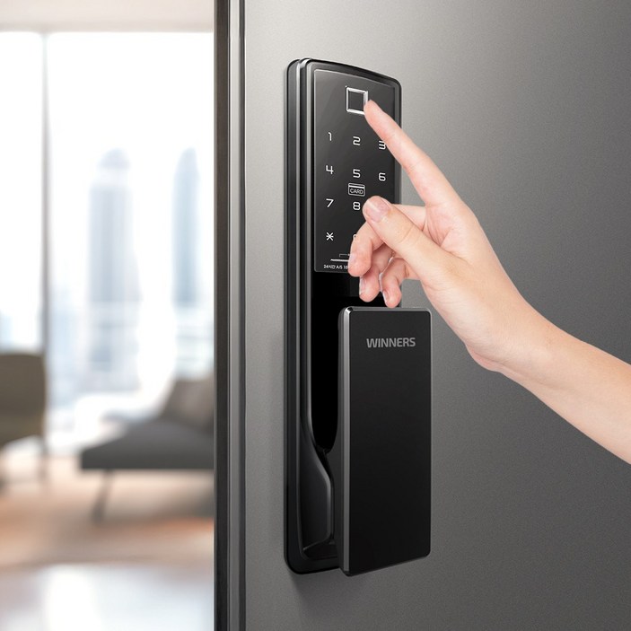 지문 무타공 푸시풀 디지털 도어락 현관문 사무실 오피스텔 디지털키 교체 위너스 W-MP5000SF + 카드키 4장, 고객직접설치, W-MP5000SF