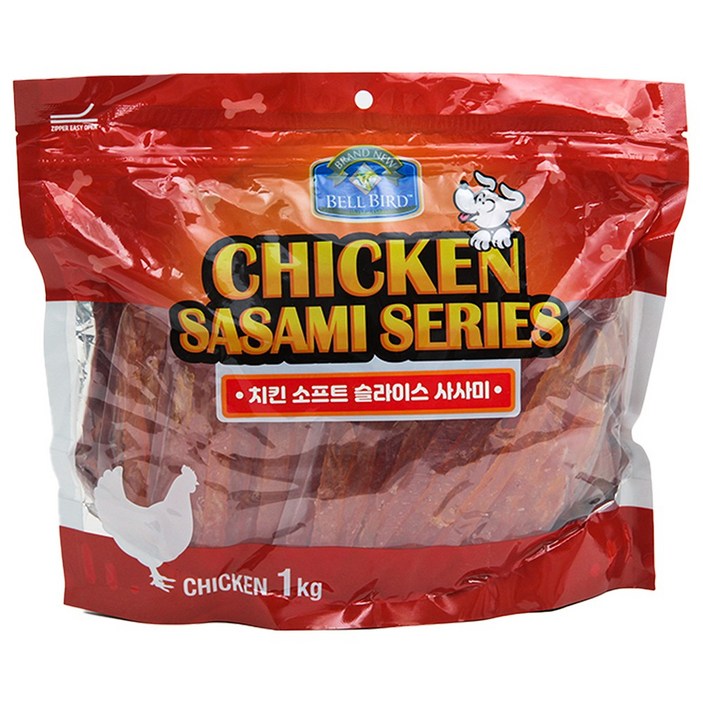 벨버드 강아지 대용량 건조 육포말이 사사미, 치킨 소프트슬라이스, 1개