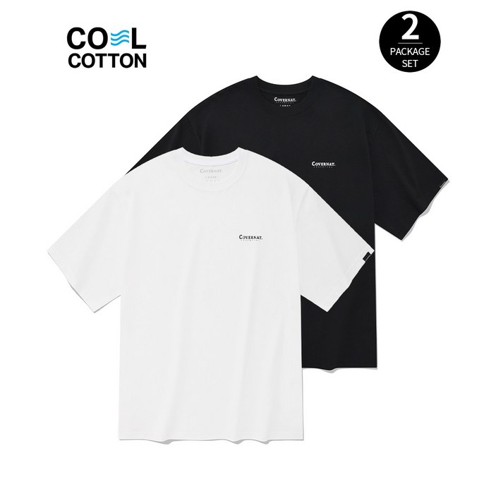 [커버낫 본사]에센셜 쿨 코튼 2-PACK 티셔츠 블랙+화이트 - 투데이밈