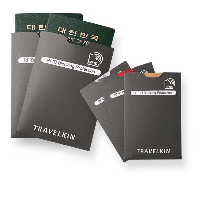 해킹방지 여권슬리브  카드슬리브 5개세트. 안티스키밍 RFID 여권케이스 패스포트홀더 신용카드케이스 여행용품