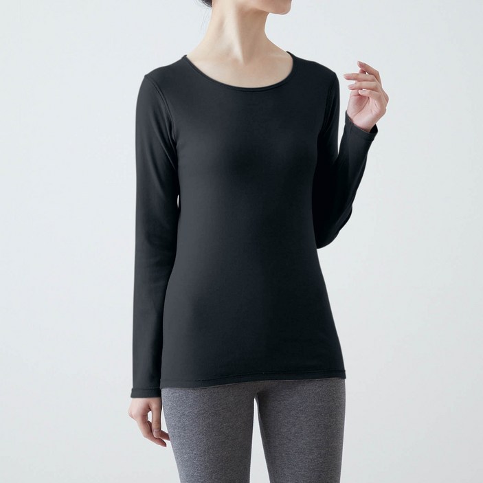 여성용 포근한 보온 이너 크루넥 긴팔