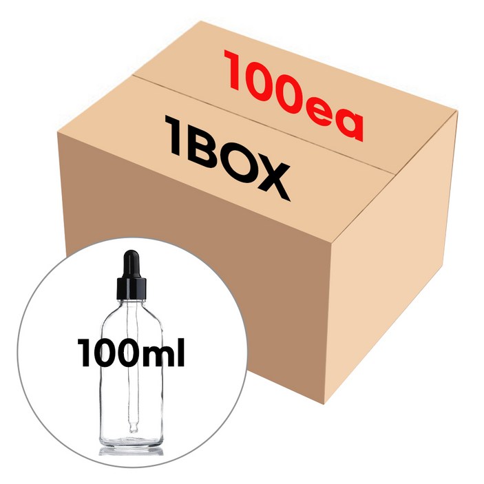 블랙 뚜껑 100ml 1BOX 100개 스포이드 투명 공병 향수용기, 100개