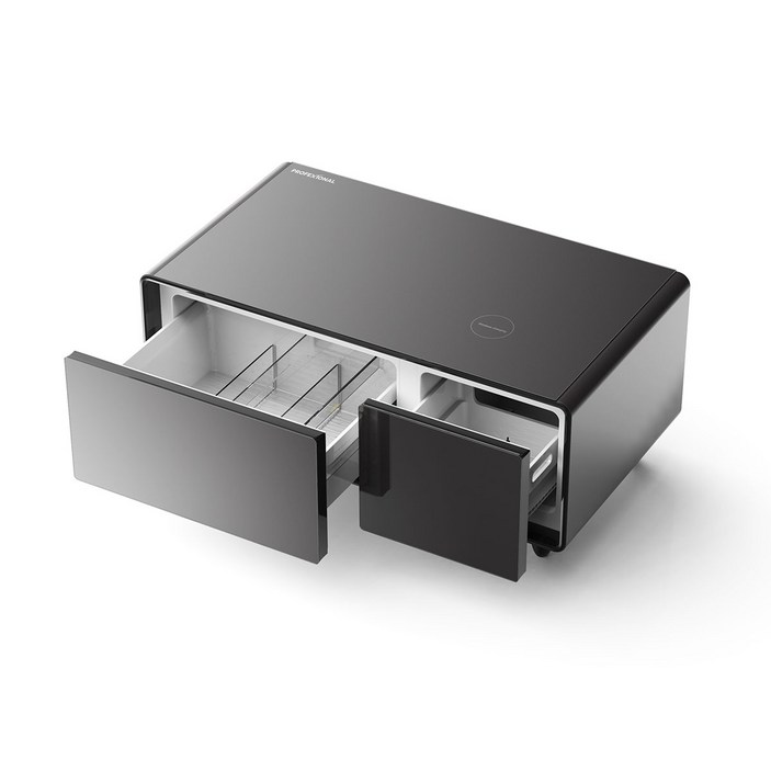 DECORAPORT 스마트 커피 테이블, 냉장 보관 및 온도 조절 서랍이 있는 스마트 냉장고 테이블, 무선 충전, 이중 USB 인터페이스, TypeC 충전기 및 220V 전원 소