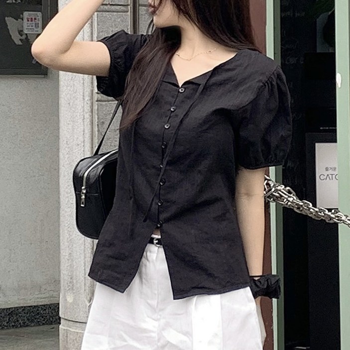 타니즈 모이렌 핀턱 스트랩 블라우스 - 3컬러