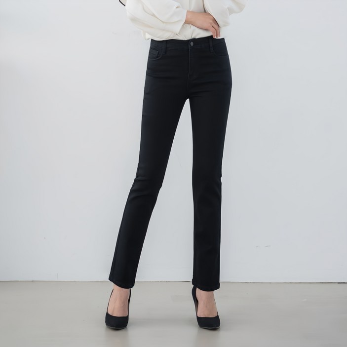 진마니아 여성용 허리밴드 밑단 이중컷팅 스판 일자진 CC3W51