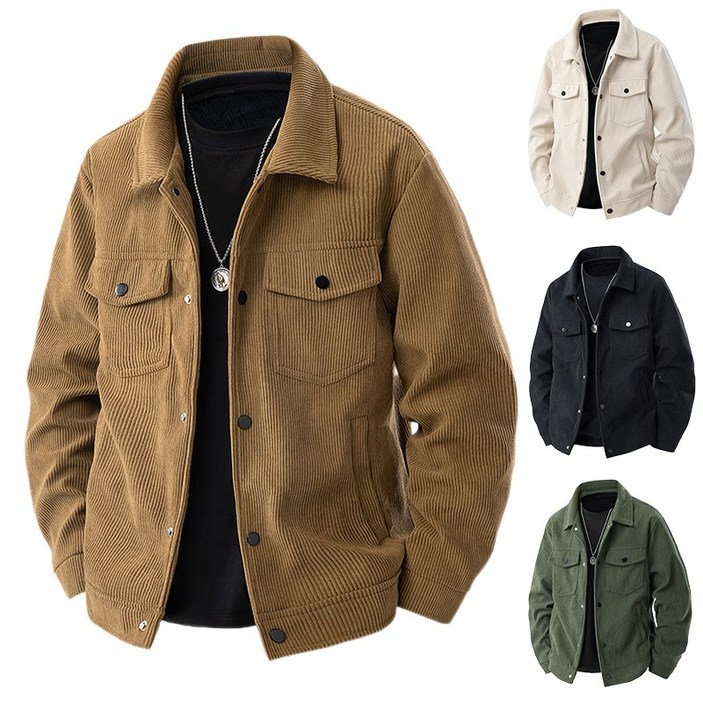 ANYOU 남성 빅사이즈 코듀로이 자켓 봄가절 루즈핏 캐주얼 점퍼