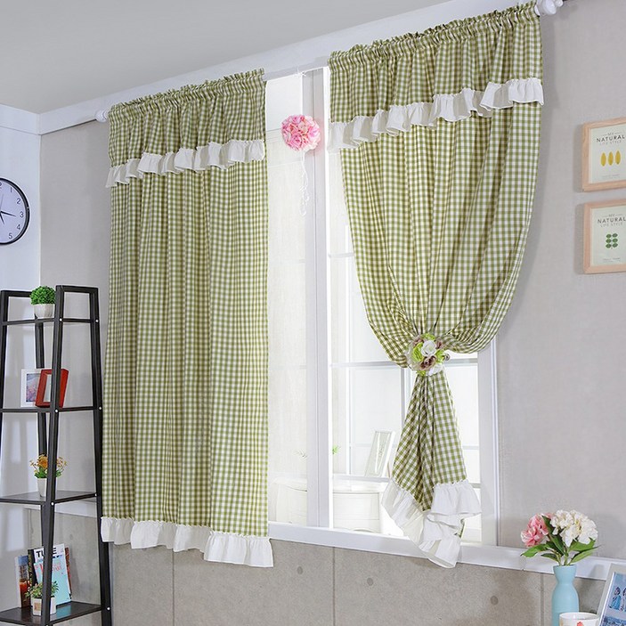 커튼이샵 선염 체크 커튼 2p 세트