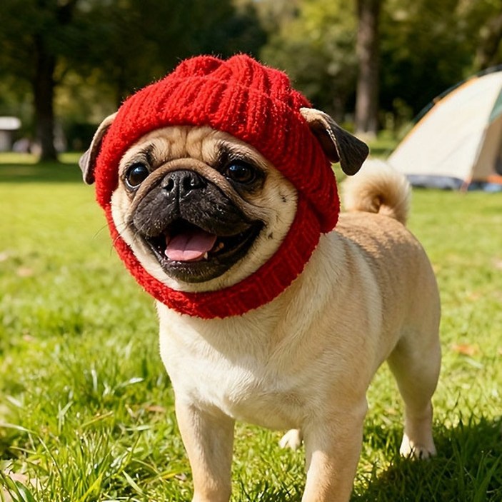 댕냥스토리 겨울 강아지 방한 보온 귀빼고쓰는 모자