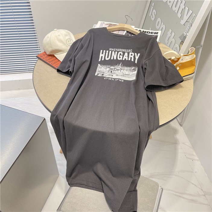 HUNGARY 여성 캐주얼 반팔 원피스