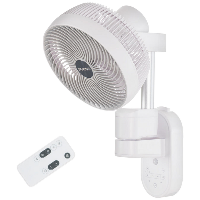 [휴고스] 모션감지 360도 입체회전 벽걸이 서큘레이터 + 리모컨 조절 (무드라이트/타이머/자동모드)