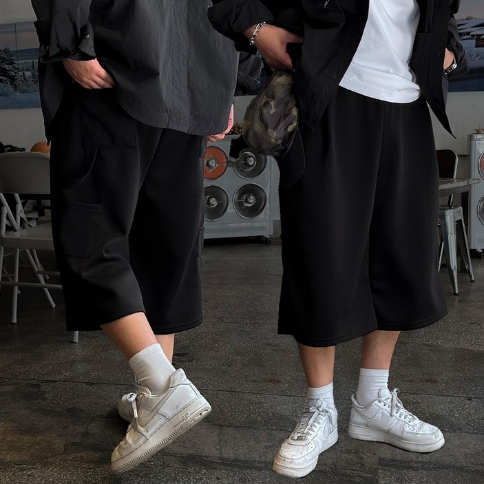 빠델 [당일출고/1+1] 6부 7부 카펜터 버뮤다팬츠 벌룬 와이드 반바지 빅사이즈 스웻 팬츠 츄리닝