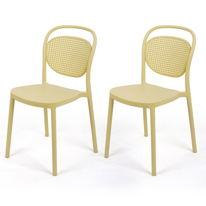 포블리스 베라 플라스틱 라탄 카페 의자, 페일옐로우, 2개