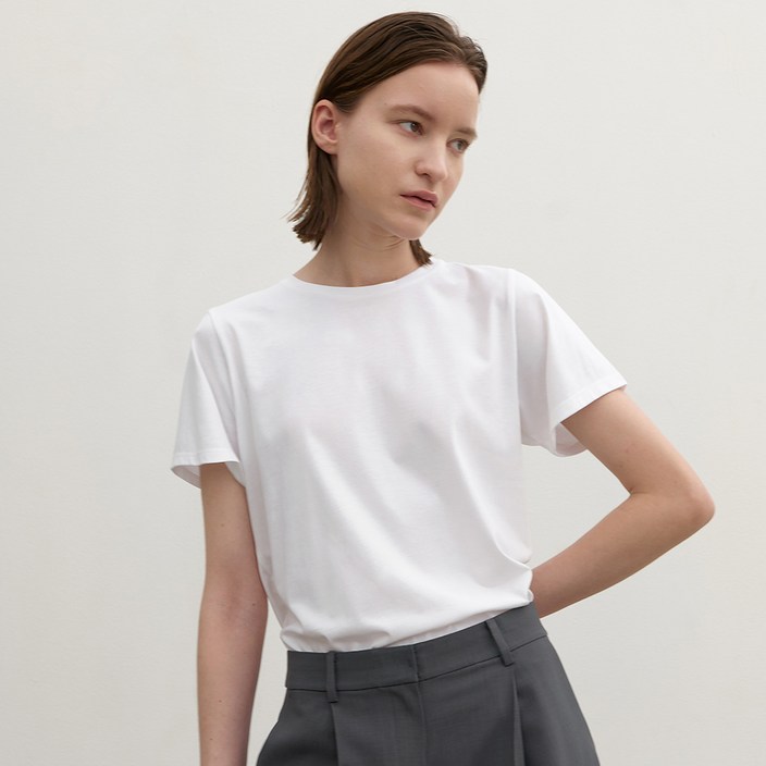 아틀리에나인 여성용 에센셜 스탠다드 라운드 넥 티 T-6823