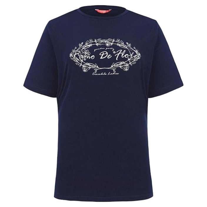 크로커다일 여성용 프린팅 라운드 반팔 티셔츠 CLCMTS901