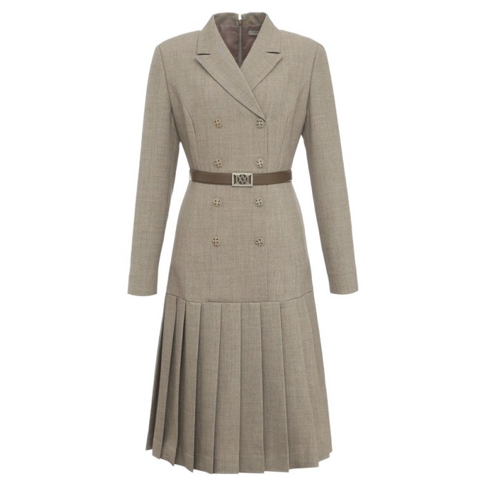 미니멈 플리츠 테일러드 카라 원피스