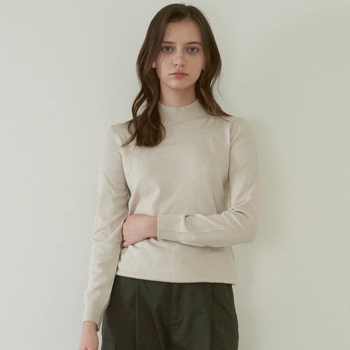 210에디트 남녀공용 캐시미어 블렌디드 반터틀넥 솜털니트 ZZ4SW011