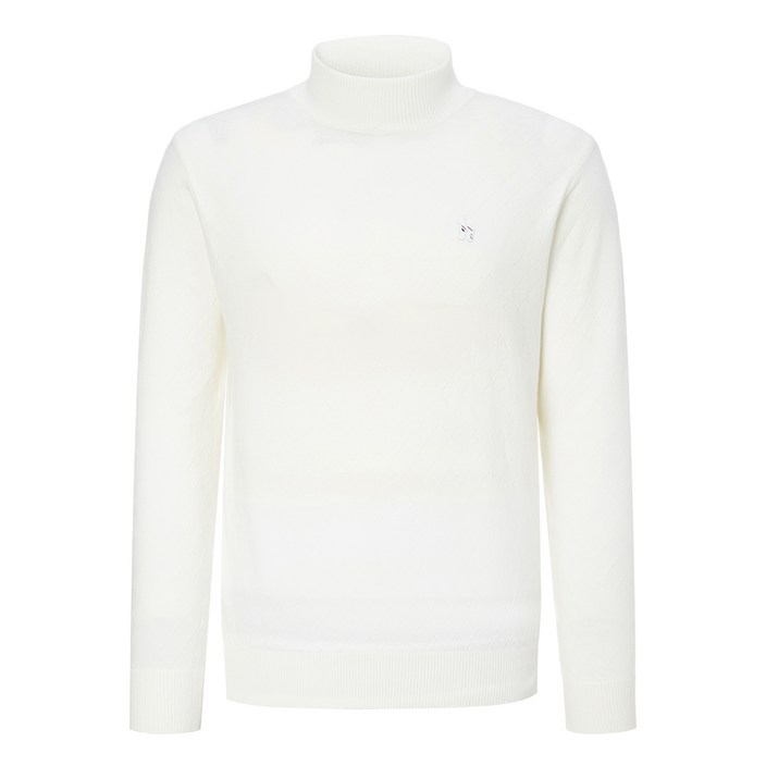 헤지스골프 남성용 잔조직 솔리드 울 혼방 하이넥 스웨터