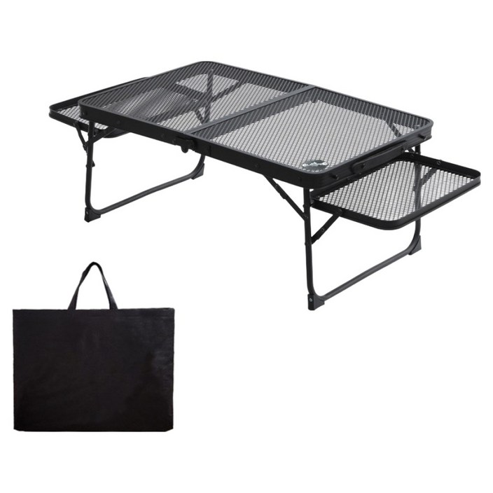 리빙이프 아이언메쉬 접이식 사이드윙 캠핑테이블, 단일 색상