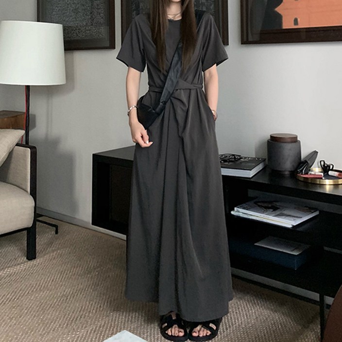 비비에모 크로스 레이빈 반팔 롱 원피스 10497 빅사이즈 포함