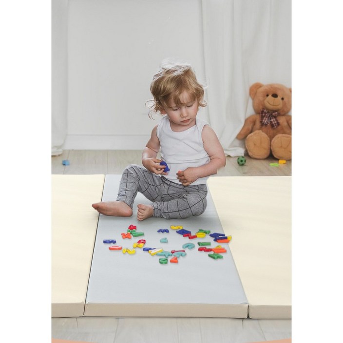 4단 항균폴더매트 유아매트 층간소음매트 어린이매트, 아이보리그레이