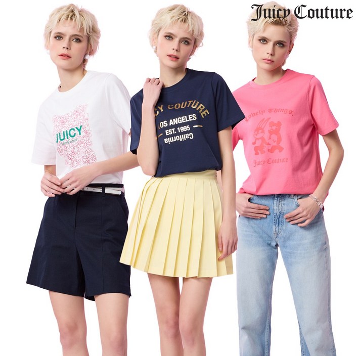 쥬시꾸띄르 콤브드얀 티셔츠 3종세트 여자반팔티셔츠 여성반팔티셔츠
