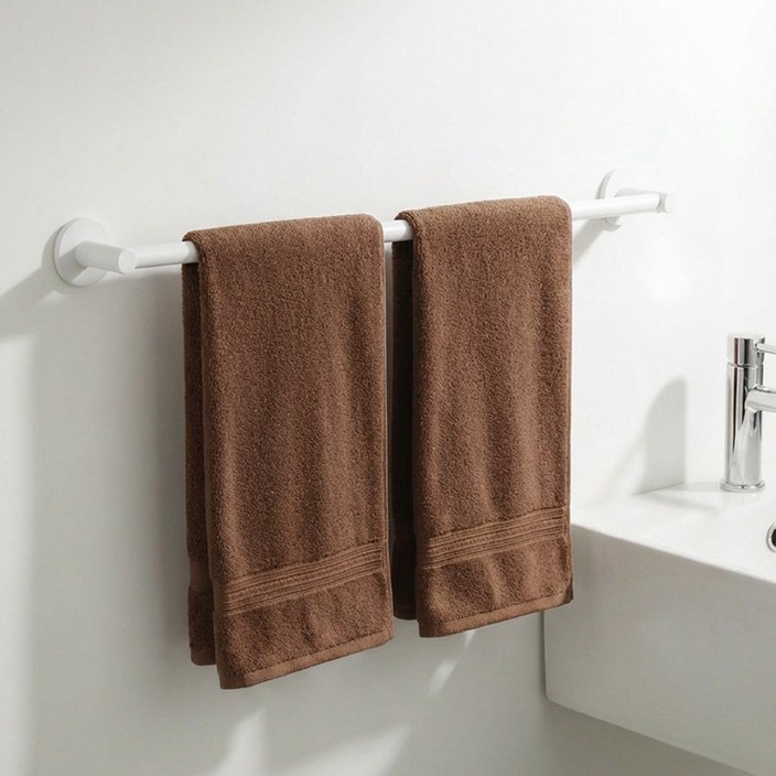 한평한뼘 무타공 욕실 수건걸이 튼튼한 화장실 수건거치대, 화이트, 1개