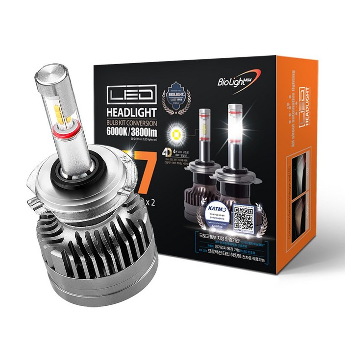 튜닝인증부품 바이오라이트 4면 합법 LED 전조등 H7 1 Set, 2개입, PINType 튜닝인증부품 바이오라이트 4면 합법 LED 전조등 H7 1 Set, 2개입, PINType