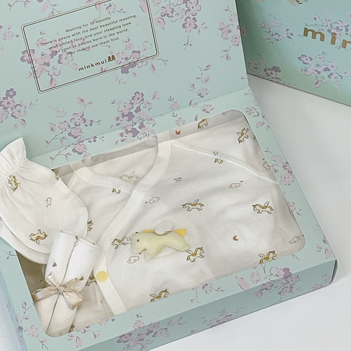 [26년 신제품] 밍크뮤 드림 코니 리오셀 배냇저고리 손싸개 신생아 출산선물세트