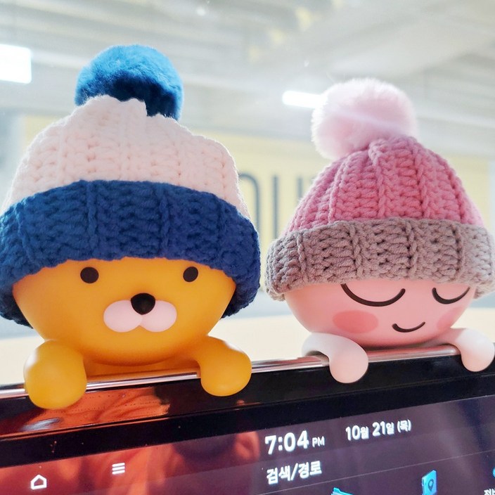 카카오프렌즈 라이언 어피치 전용 털모자  핸드메이드  모니터걸이 방향제 전용