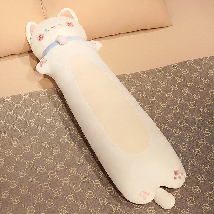 유판 대형 바디필로우 귀여운 고양이 바디필로우 롱쿠션, A 화이트