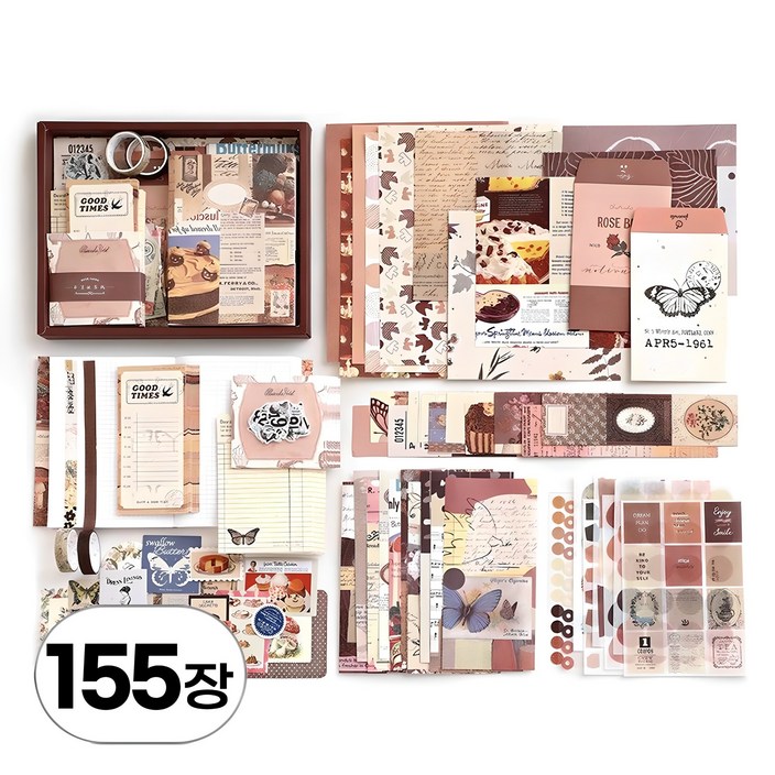 대용량 세트 빈티지 다꾸 스티커 메모지 배경지 패키지 레트로 스타일 키치 감성 sticker 팩 인스 용품 다이어리 꾸미기 조각 씰 스티커북