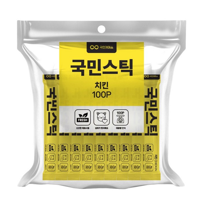 국민스틱 치킨맛 쮸르 15g x 100개 고양이간식, 치킨맛, 15g, 100개